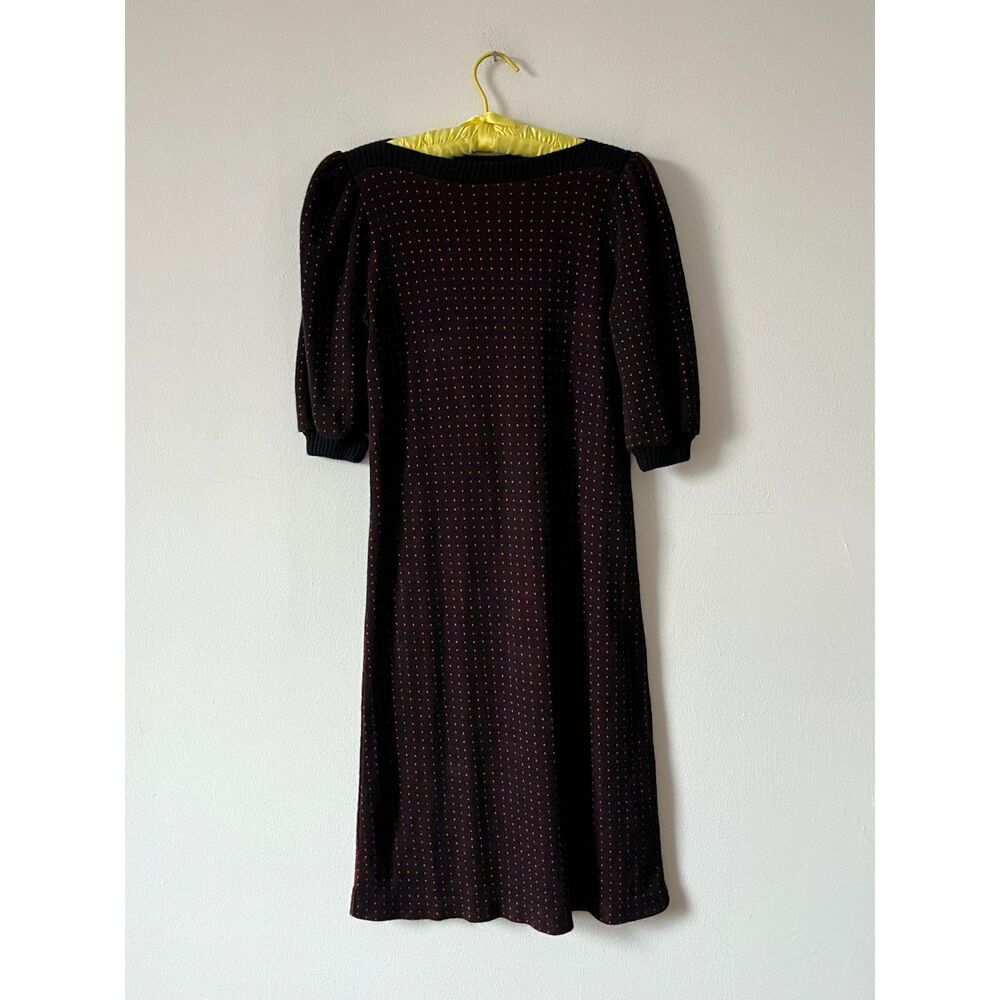 Vintage 80s Acrylic Knit Polka Dot Sweater Midi Dress Oops California Red Black
